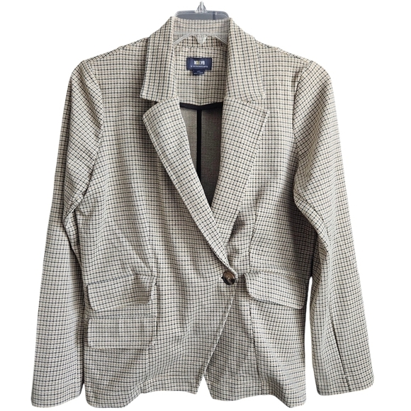 Anthropologie Maeve Womens Houndstooth Collegiate Knit Blazer Jacket Preppy Sz L - Picture 2 of 9